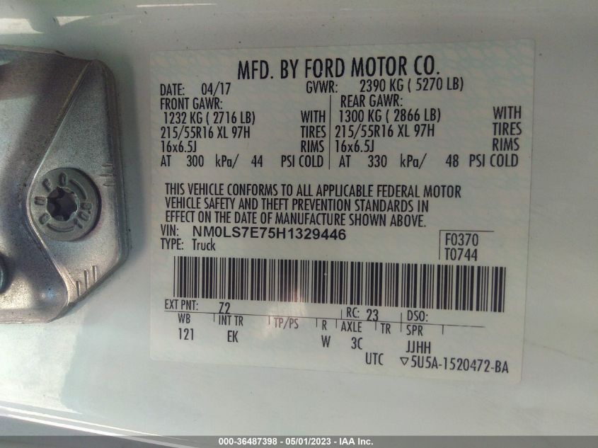 2017 FORD TRANSIT CONNECT VAN XL NM0LS7E75H1329446