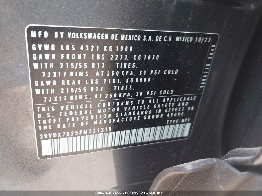 2023 VOLKSWAGEN TAOS S - 3VVDX7B25PM321318