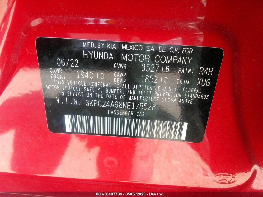 2022 HYUNDAI ACCENT SE - 3KPC24A68NE178528