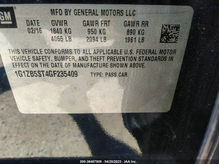 2016 CHEVROLET MALIBU LS - 1G1ZB5ST4GF235409