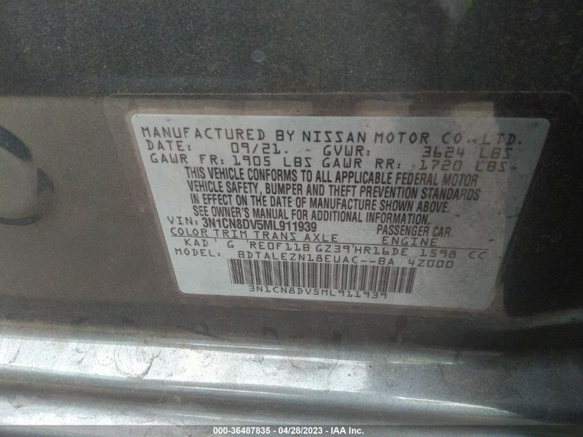 2021 NISSAN VERSA S - 3N1CN8DV5ML911939
