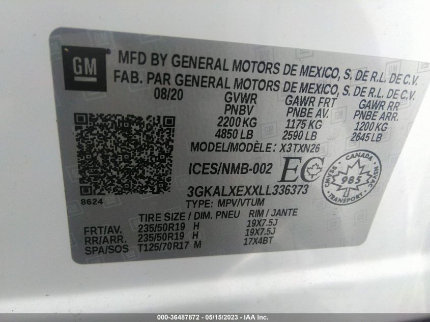 2020 GMC TERRAIN DENALI - 3GKALXEXXLL336373