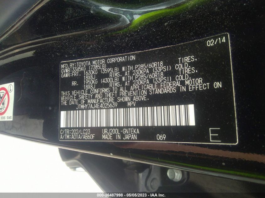 2014 TOYOTA LAND CRUISER - JTMHY7AJ4E4025639