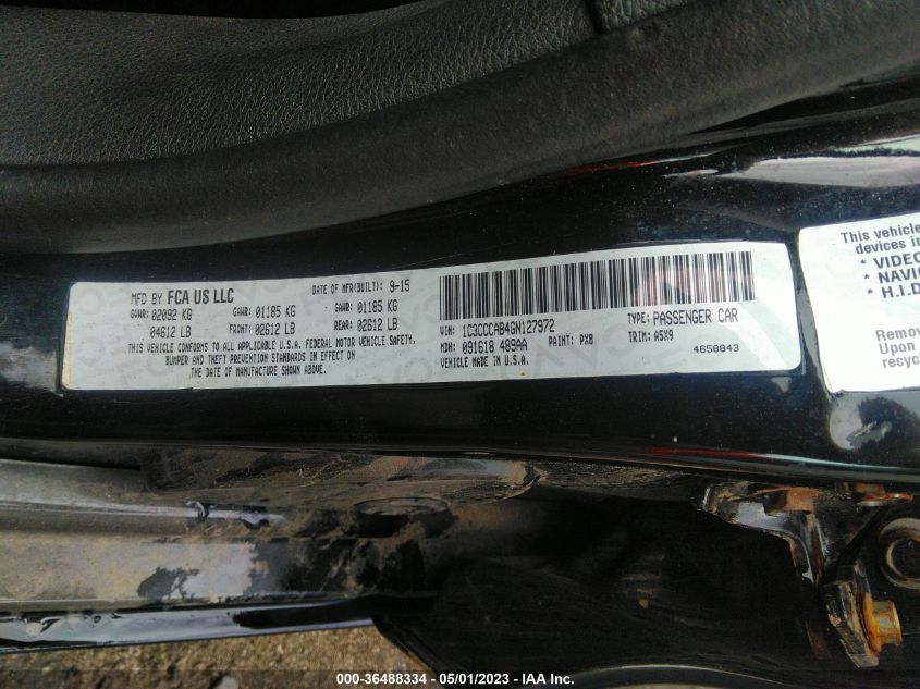 2016 CHRYSLER 200 LIMITED - 1C3CCCAB4GN127972