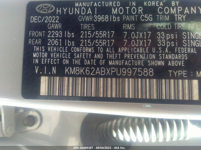 2023 HYUNDAI KONA SEL - KM8K62ABXPU997588