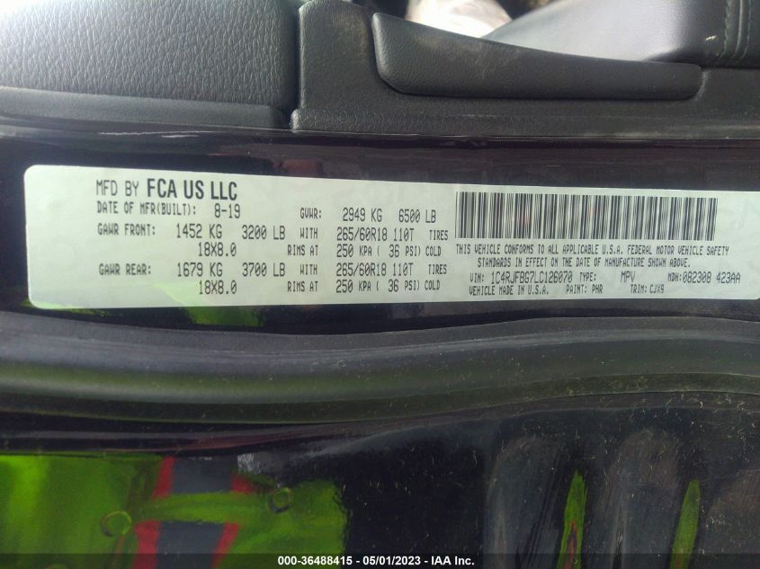 2020 JEEP GRAND CHEROKEE LIMITED - 1C4RJFBG7LC126070
