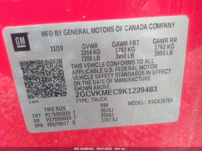 2019 CHEVROLET SILVERADO 1500 LD CUSTOM 2GCVKMEC9K1239483