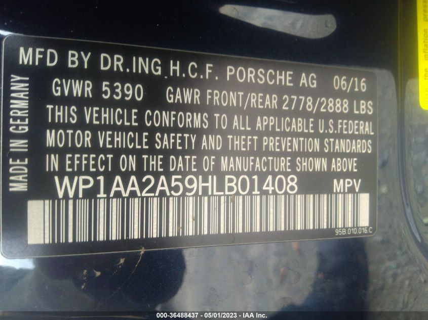 2017 PORSCHE MACAN - WP1AA2A59HLB01408