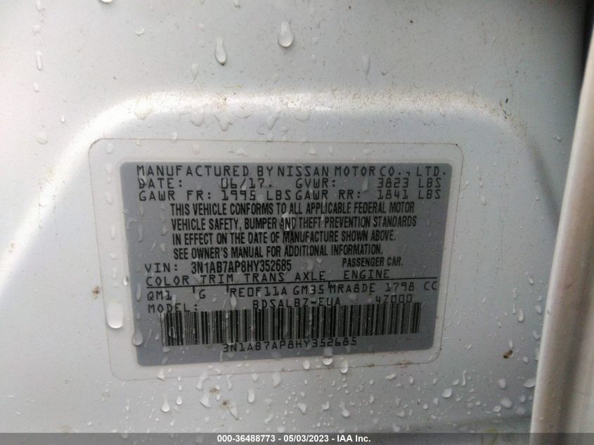2017 NISSAN SENTRA S - 3N1AB7AP8HY352685