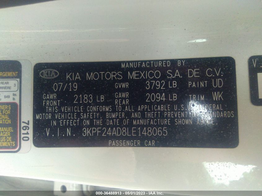 2020 KIA FORTE LXS - 3KPF24AD8LE148065
