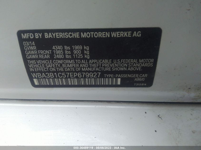 2014 BMW 3 SERIES 320I - WBA3B1C57EP679927