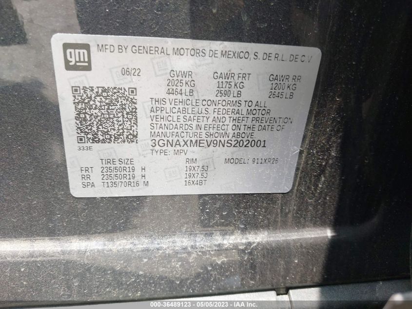2022 CHEVROLET EQUINOX RS - 3GNAXMEV9NS202001