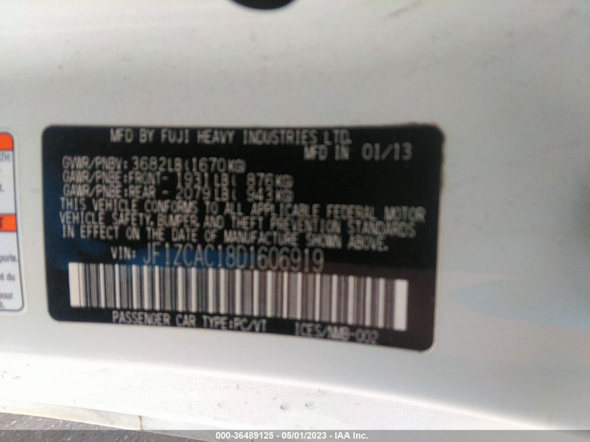 2013 SUBARU BRZ LIMITED - JF1ZCAC18D1606919