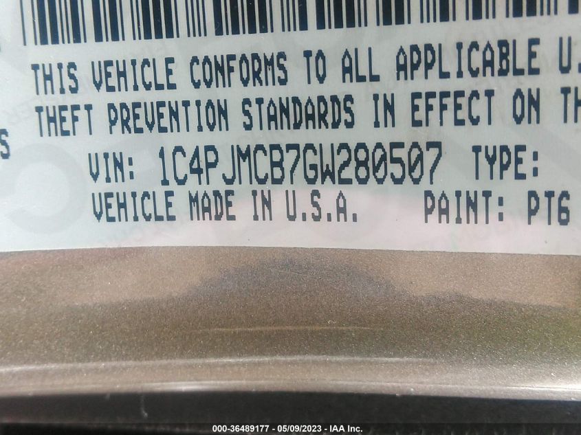 2016 JEEP CHEROKEE LATITUDE - 1C4PJMCB7GW280507