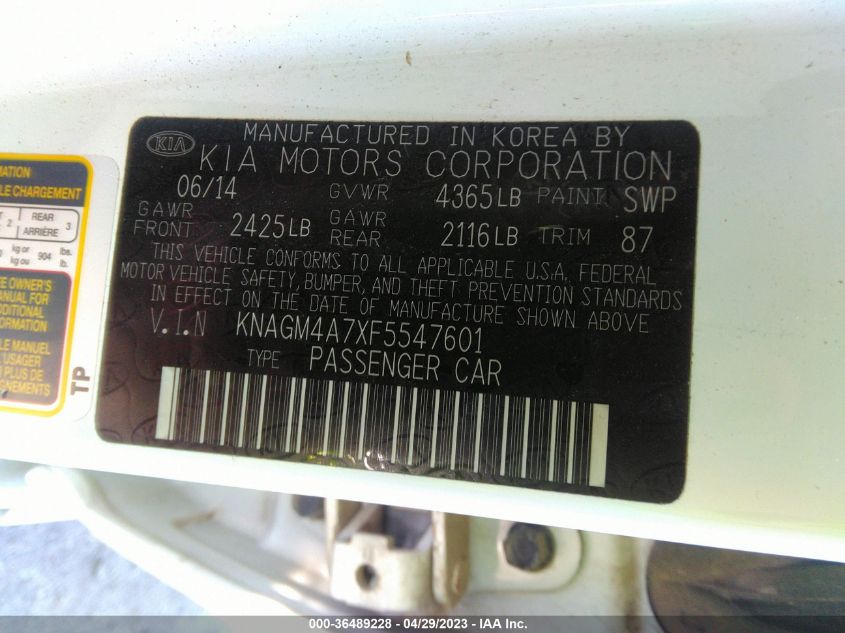 2015 KIA OPTIMA LX - KNAGM4A7XF5547601