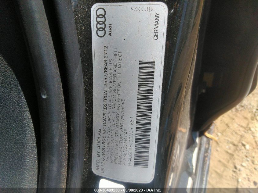 2013 AUDI A6 2.0T PREMIUM PLUS - WAUGFAFC0DN061651