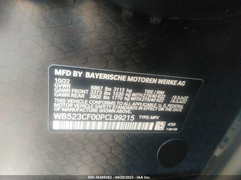 2023 BMW IX XDRIVE50 - WB523CF00PCL99215
