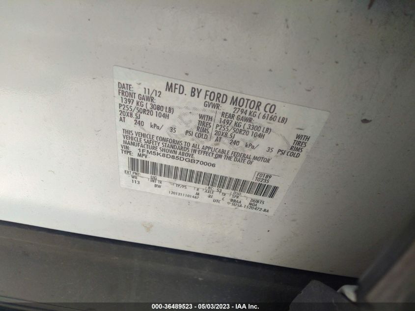 2013 FORD EXPLORER XLT - 1FM5K8D85DGB70006