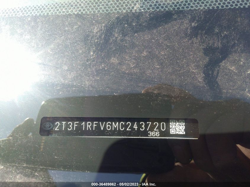 2021 TOYOTA RAV4 LE - 2T3F1RFV6MC243720