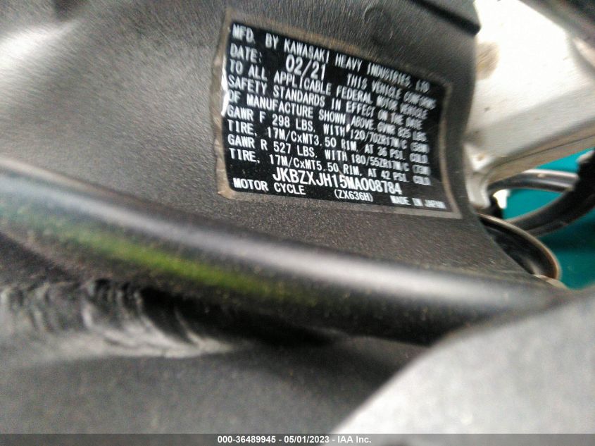 2021 KAWASAKI ZX636 K JKBZXJH15MA008784