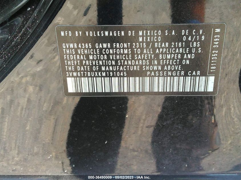 2019 VOLKSWAGEN JETTA GLI S 3VW6T7BUXKM191045