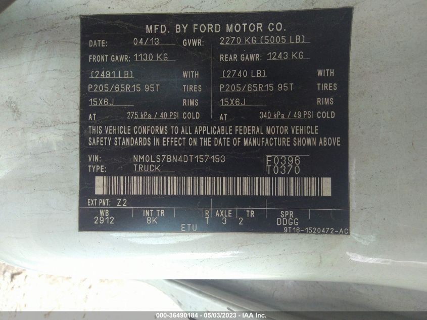 2013 FORD TRANSIT CONNECT XLT - NM0LS7BN4DT157153