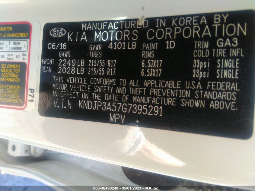 2016 KIA SOUL + - KNDJP3A57G7395291