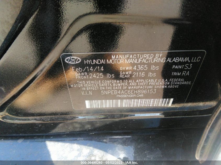 2014 HYUNDAI SONATA GLS - 5NPEB4AC6EH896153