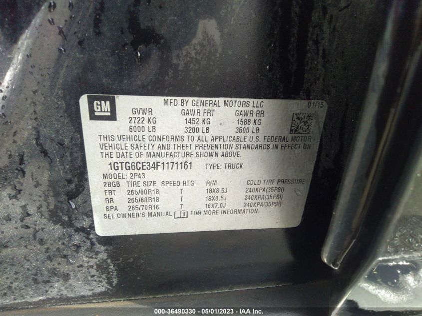 2015 GMC CANYON 4WD SLT - 1GTG6CE34F1171161