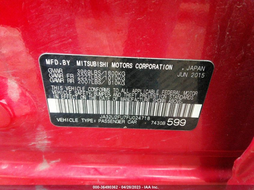 2015 MITSUBISHI LANCER ES - JA32U2FU7FU024718