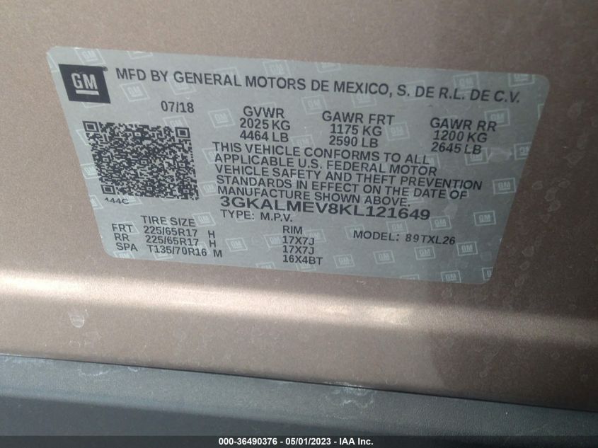 2019 GMC TERRAIN SLE - 3GKALMEV8KL121649