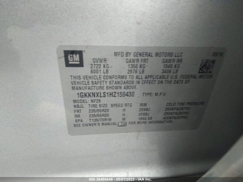 2017 GMC ACADIA DENALI - 1GKKNXLS1HZ159430