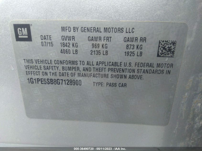2016 CHEVROLET CRUZE LIMITED LT - 1G1PE5SB8G7128900