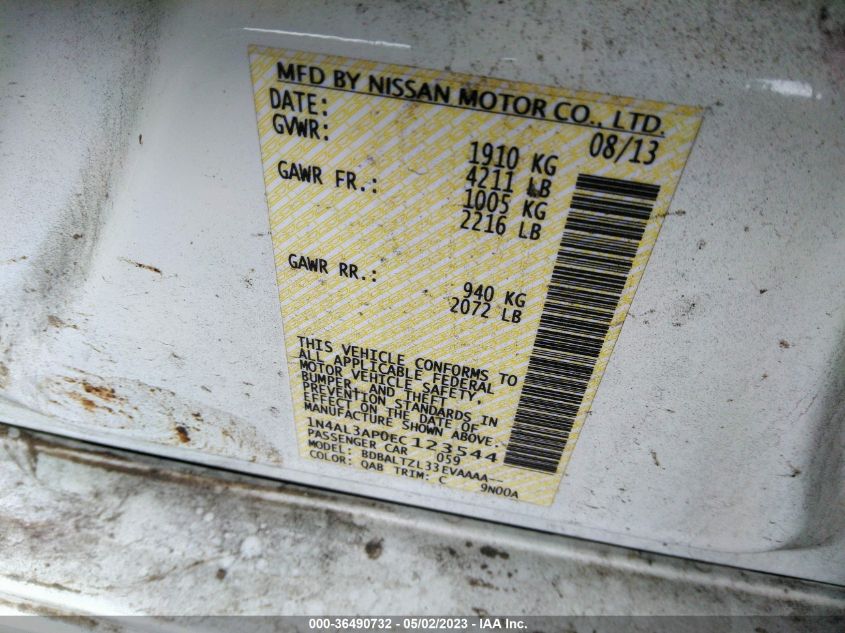 2014 NISSAN ALTIMA 2.5 SV - 1N4AL3AP0EC123544