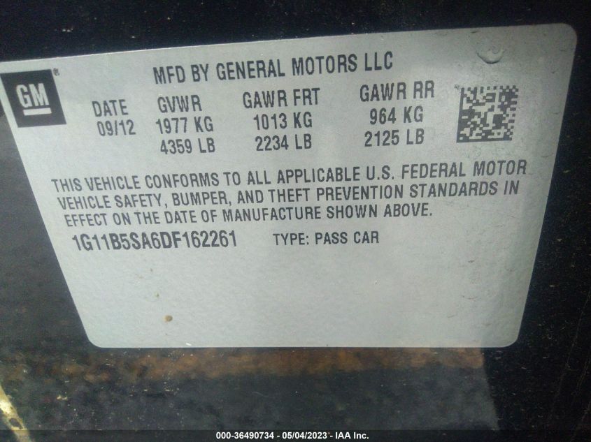 2013 CHEVROLET MALIBU LS - 1G11B5SA6DF162261