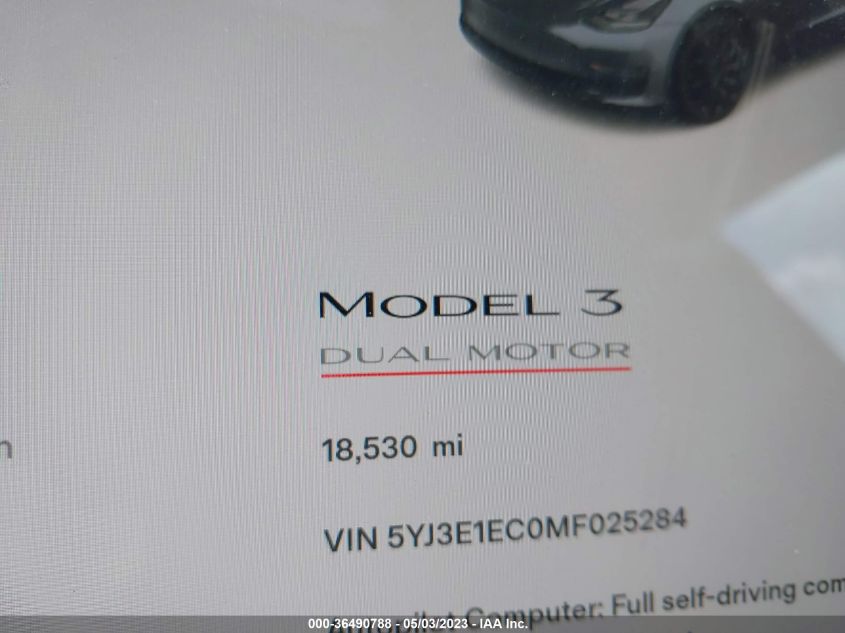 2021 TESLA MODEL 3 PERFORMANCE - 5YJ3E1EC0MF025284