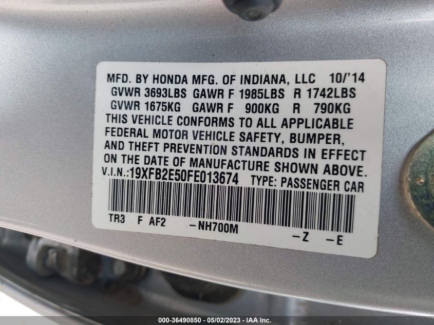 2015 HONDA CIVIC SEDAN LX - 19XFB2E50FE013674