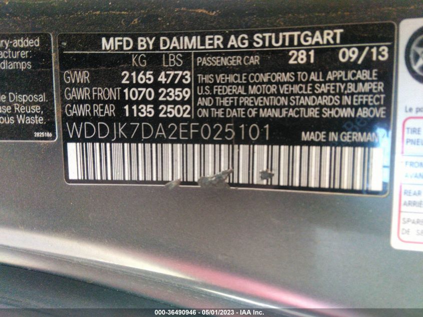 2014 MERCEDES-BENZ SL-CLASS SL 550 - WDDJK7DA2EF025101