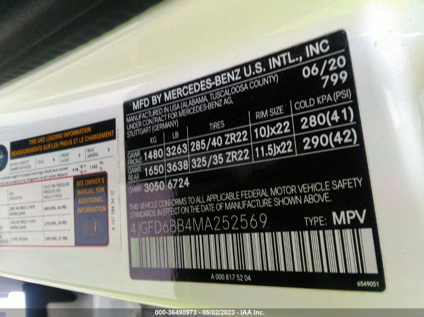 2021 MERCEDES-BENZ GLE AMG GLE 53 - 4JGFD6BB4MA252569