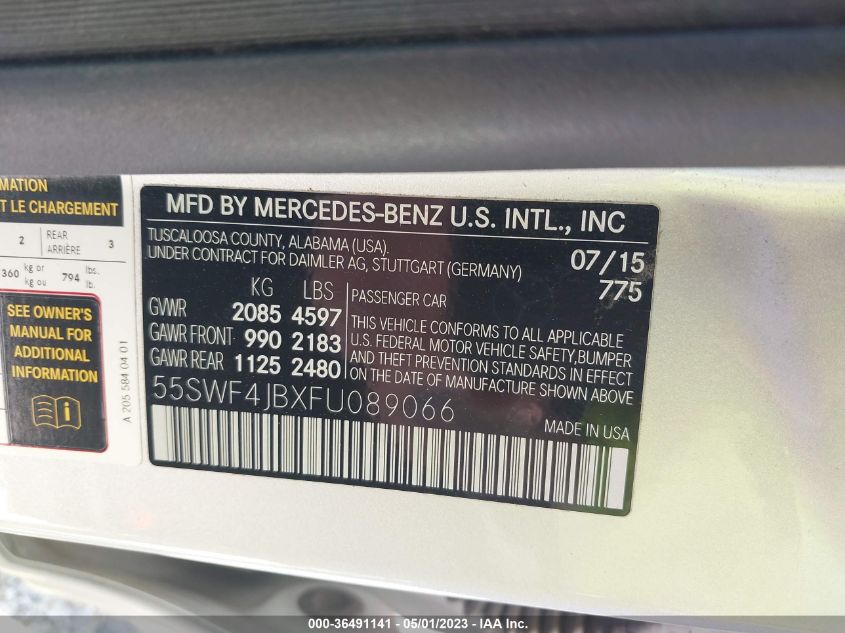 2015 MERCEDES-BENZ C-CLASS C 300 - 55SWF4JBXFU089066