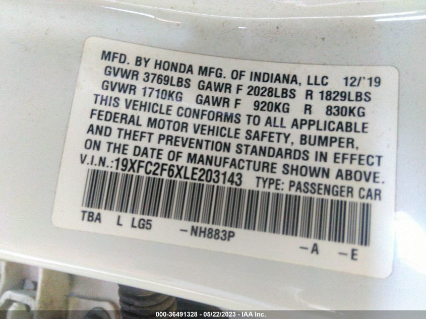 2020 HONDA CIVIC SEDAN LX - 19XFC2F6XLE203143
