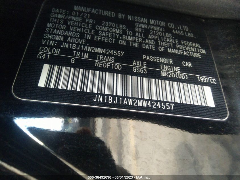 2021 NISSAN ROGUE SPORT S - JN1BJ1AW2MW424557