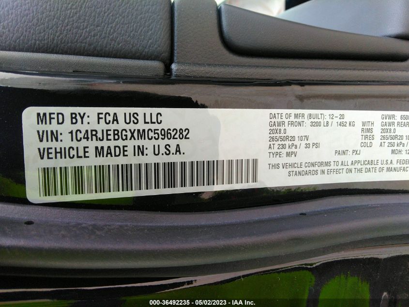 2021 JEEP GRAND CHEROKEE 80TH ANNIVERSARY - 1C4RJEBGXMC596282