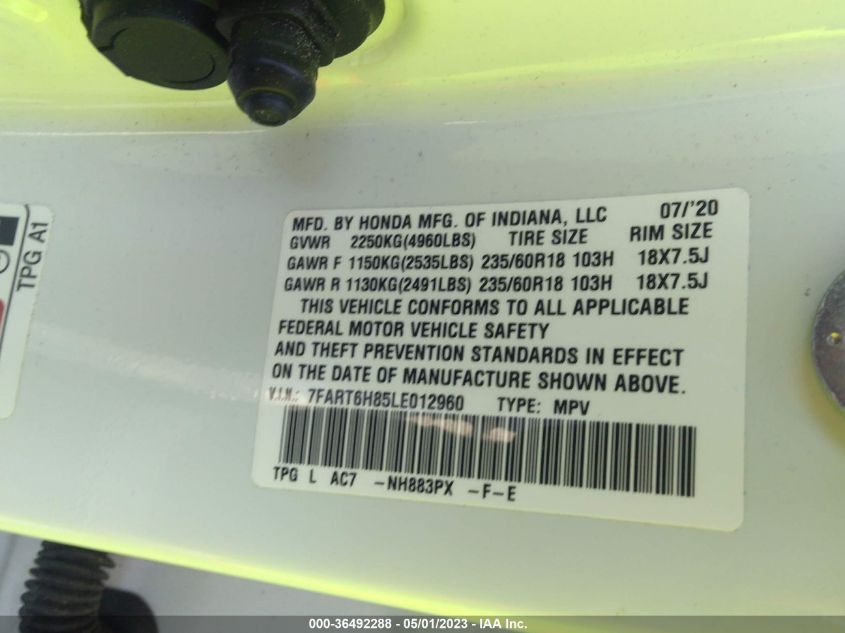 2020 HONDA CR-V HYBRID EX-L 7FART6H85LE012960