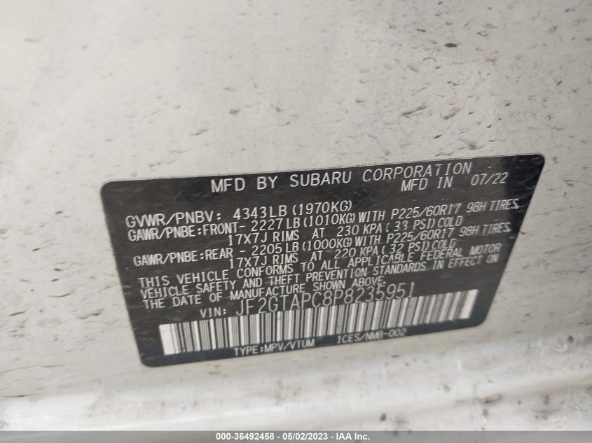 2023 SUBARU CROSSTREK PREMIUM - JF2GTAPC8P8235951