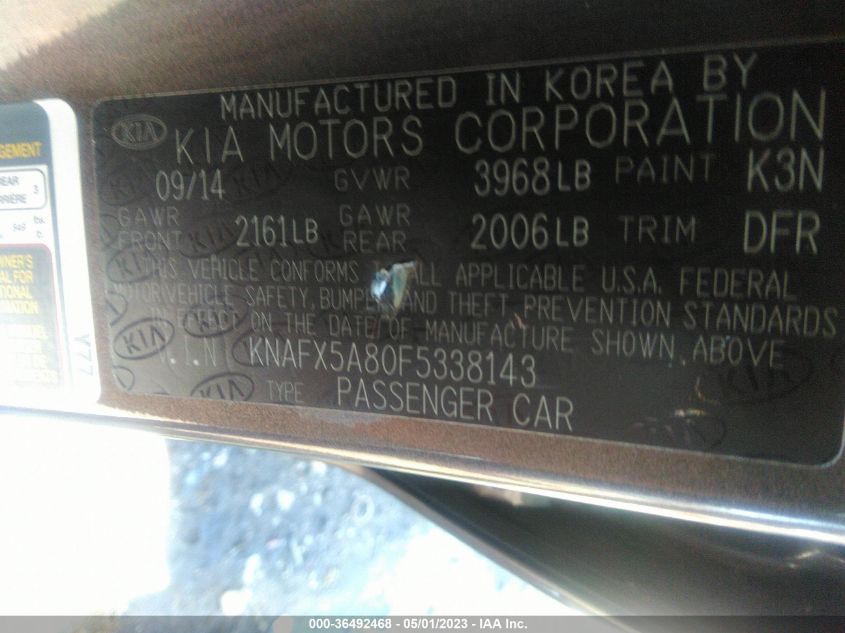 2015 KIA FORTE 5-DOOR EX - KNAFX5A80F5338143