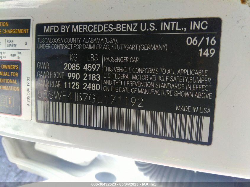 2016 MERCEDES-BENZ C-CLASS C 300 - 55SWF4JB7GU171192