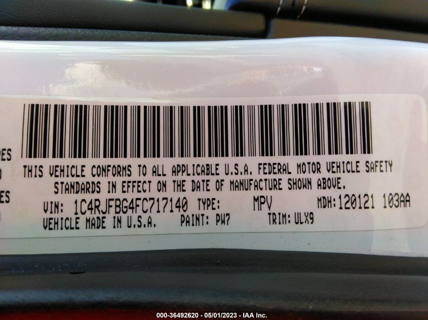 2015 JEEP GRAND CHEROKEE LIMITED - 1C4RJFBG4FC717140