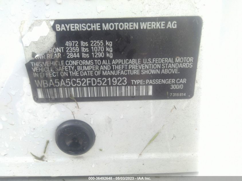 2015 BMW 5 SERIES 528I - WBA5A5C52FD521923