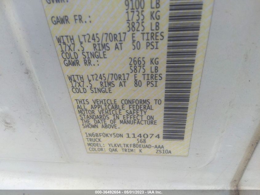 2013 NISSAN NV SV 1N6BF0KY5DN114074